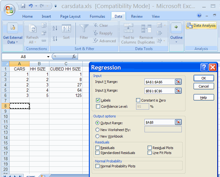 How To Create Regression Model In Excel